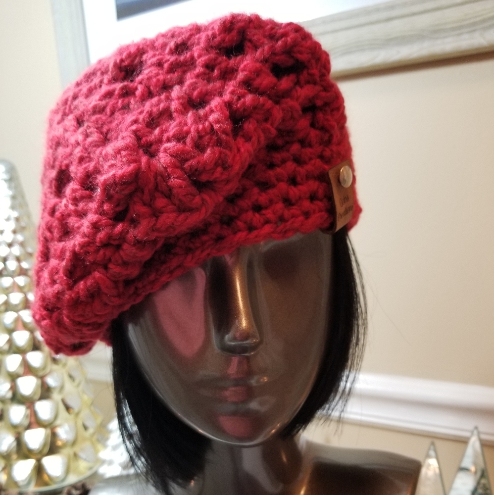 NWT Handmade Crochet Chunky 3-Way Unisex Beret